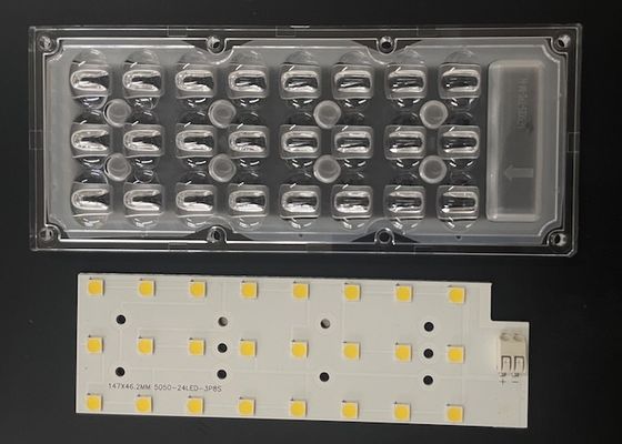 เลนส์ไฟถนน LED SMD 5050 พร้อมมุมลำแสง 163X85 องศา และวัสดุ PC เกรดออปติคอลสำหรับหลอดไฟ 40W 50W