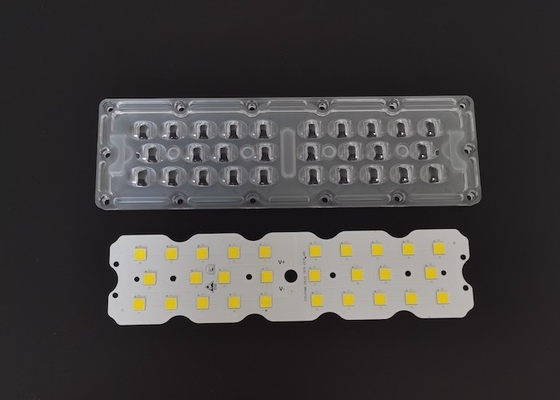 7070 SMD 28 LED Street Light Module 158X103 DEGREE เลนส์แสงกลางแจ้งที่มีเครื่องระบายความร้อน