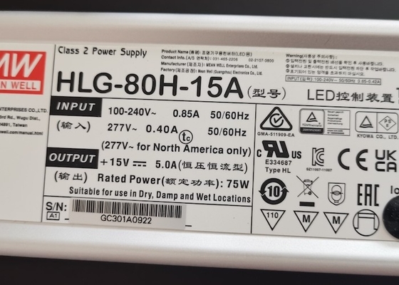 Meanwell Driver HLG ซีรีส 40W 60W 80W 100W 120W 150W 185W เครื่องขับแบบกันน้ํา IP65 IP67 12V 15V 24V 36V 48V 56V
