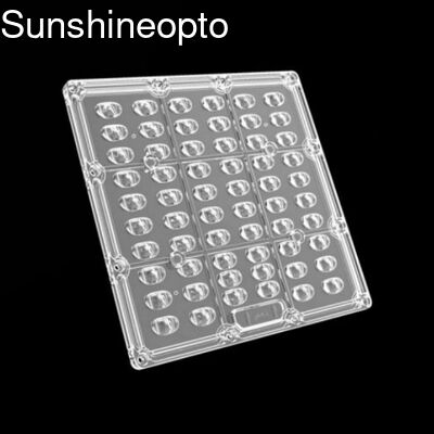 175x175mm 5050 SMD LED Array Lens TYPE2 Beam Angle Square Light Lens สําหรับไฟถนนขนาด 60W 120W