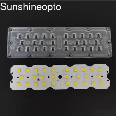 100W 12PCS 7070 LED PCB Board พร้อมด้วย 158 × 103 ° Type II Optical LED Lens บริษัท ไฟถนน