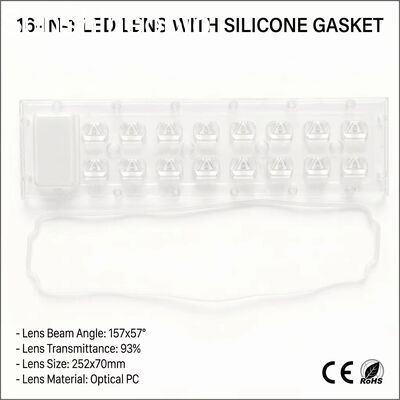 เลนส์ออปติคอล PC กันน้ำ IP65 ขนาด 252 × 70 มม. สำหรับโมดูลไฟถนน LED